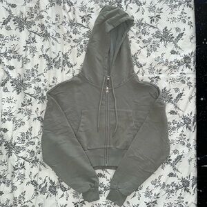 Garage Sage Green Cropped Hoodie